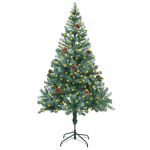 Árvore de Natal Gelada com Luzes LED &amp; Pinhas 150 cm - 3077441