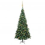 Árvore de Natal Artificial com Luzes LED e Bolas L 240 cm Verde - 3077491