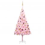 Árvore de Natal Artificial com Luzes LED e Bolas 240 cm PVC Rosa - 3077501