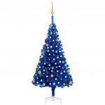 Árvore de Natal Artificial C/ Luzes LED e Bolas 150 cm PVC Azul - 3077508