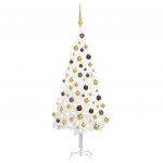 Árvore de Natal Artificial com Luzes LED e Bolas 120 cm Branco - 3077546