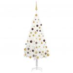 Árvore de Natal Artificial com Luzes LED e Bolas 150 cm Branco - 3077547