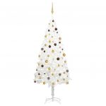 Árvore de Natal Artificial com Luzes LED e Bolas 240 cm Branco - 3077550