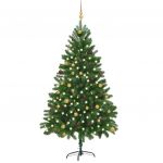 Árvore de Natal Artificial com Luzes LED e Bolas 210 cm Verde - 3077556