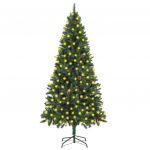 Árvore de Natal Artificial com Luzes LED e Pinhas 210 cm Verde - 3077745