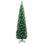 Árvore de Natal Artificial Fina LED e Suporte 240 cm PVC Verde - 3077753