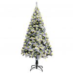 Árvore de Natal Artificial com Luzes LED e Neve 240 cm Verde - 3077769