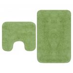 Tapete Conjunto Tapetes de Casa de Banho 2 Peças Tecido Verde - 133233