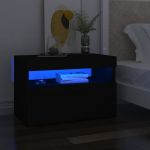 Mesa de Cabeceira & Luzes LED 60x35x40 cm Contraplacado Preto - 3082776