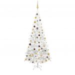 Árvore de Natal Artificial com Luzes LED e Bolas L 240cm Branco - 3077496