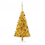 Árvore Natal Artificial com Luzes LED e Bolas 120cm Pet Dourado - 3077517