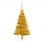 Árvore Natal Artificial com Luzes Led/bolas 180 cm Pet Dourado - 3077519