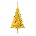 Árvore Natal Artificial com Luzes Led/bolas 240 cm Pet Dourado - 3077521