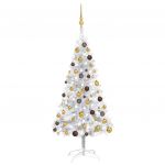 Árvore Natal Artificial com Luzes Led/bolas 150 cm Pet Prateado - 3077523