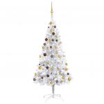 Árvore Natal Artificial com Luzes Led/bolas 180 cm Pet Prateado - 3077524