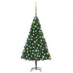 Árvore de Natal Artificial com Luzes LED e Bolas 120cm PVC Verde - 3077534