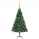 Árvore de Natal Artificial com Luzes LED e Bolas 150cm PVC Verde - 3077535