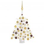 Árvore de Natal Artificial com Luzes LED e Bolas 65 cm Branco - 3077544