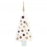 Árvore de Natal Artificial com Luzes LED e Bolas 90 cm Branco - 3077545