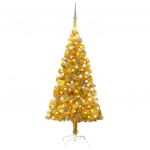 Árvore Natal Artificial com Luzes Led/bolas 150 cm Pet Dourado - 3077690