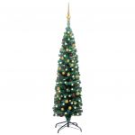 Árvore de Natal Artificial Fina com Luzes Led/bolas 120 cm Verde - 3077802