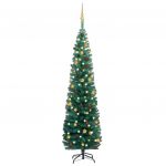 Árvore de Natal Artificial Fina com Luzes Led/bolas 180 cm Verde - 3077804