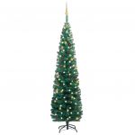 Árvore de Natal Artificial Fina com Luzes Led/bolas 210 cm Verde - 3077805