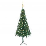 Árvore Natal Artif. Canto com Luzes Led/bolas 240 cm PVC Verde - 3077946