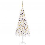 Árvore Natal Artif. Canto com Luzes Led/bolas 150 cm PVC Branco - 3077948