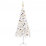 Árvore Natal Artif. Canto com Luzes Led/bolas 210 cm PVC Branco - 3077950