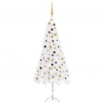 Árvore Natal Artif. Canto com Luzes Led/bolas 240 cm PVC Branco - 3077951