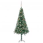 Árvore Natal Artif. Canto com Luzes Led/bolas 120 cm PVC Verde - 3077952