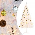 Árvore de Natal Artificial com Enfeites e Luzes LED 180cm Branco - 321503