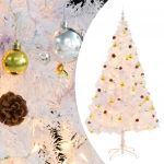 Árvore de Natal Artificial com Enfeites e Luzes LED 210cm Branco - 321504