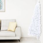 Meia Árvore de Natal Artificial com Suporte 180 cm PVC Branco - 328419