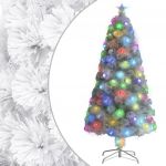 Árvore de Natal Artificial com Leds 120 cm Fibra Ótica Branco - 328449