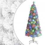 Árvore de Natal Artificial com Leds 210 cm Fibra Ótica Branco - 328452