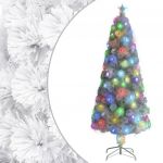 Árvore de Natal Artificial com Leds 240 cm Fibra Ótica Branco - 328453