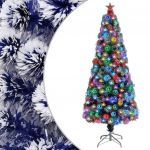 Árvore Natal Artificial com Leds 180 cm Fibra Ótica Branco/azul - 328457