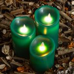 efectoLED Pack de 3 Velas LED Cera Natural Special Flame Verde 0.18 W
