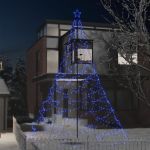 Árvore de Natal com Poste Metal 1400 Luzes LED 5 m Azul - 328636