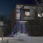 Árvore de Natal com Poste Metal 500 Luzes LED 3 m Azul - 328628