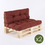 Edenjardin Pacote 2 Unidades - Sofá de Pallet + Assento e Almofadas de Encosto em Olefina Vermelho