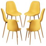 Conjunto 6 Cadeiras Teok Tecido Amarelo