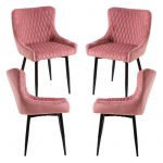Conjunto 4 Cadeiras Sanda Veludo Rosa