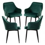 Conjunto 4 Cadeiras Puan Veludo Verde