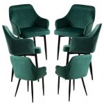 Conjunto 6 Cadeiras Puan Veludo Verde