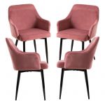 Conjunto 4 Cadeiras Puan Veludo Rosa