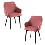 Conjunto 2 Cadeiras Puan Veludo Rosa