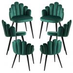 Conjunto 6 Cadeiras Hand Veludo Pernas Pretas Verde